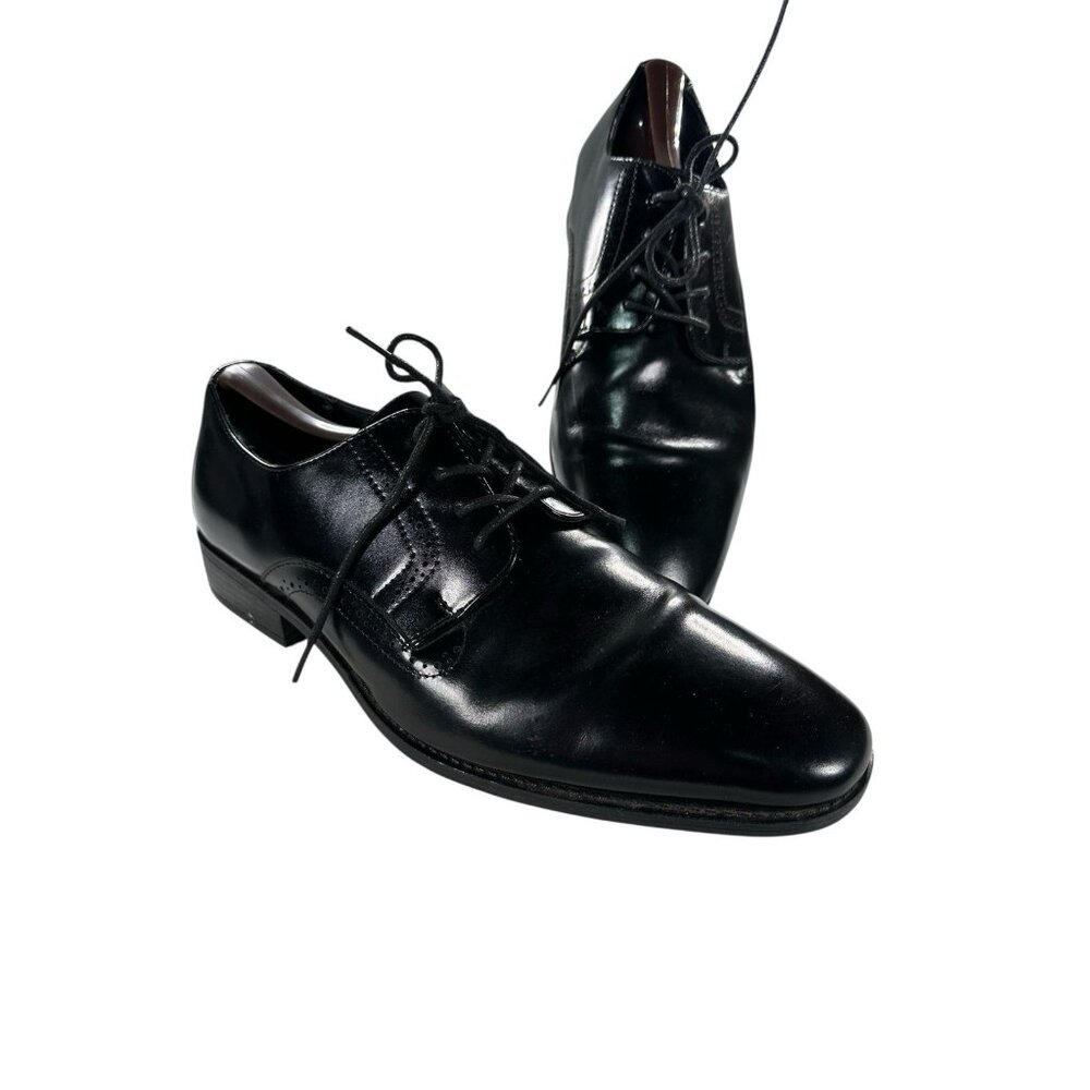 Stacy Adams Vintage Mens Black Leather Oxford Dress Round Toe Size 10.5W